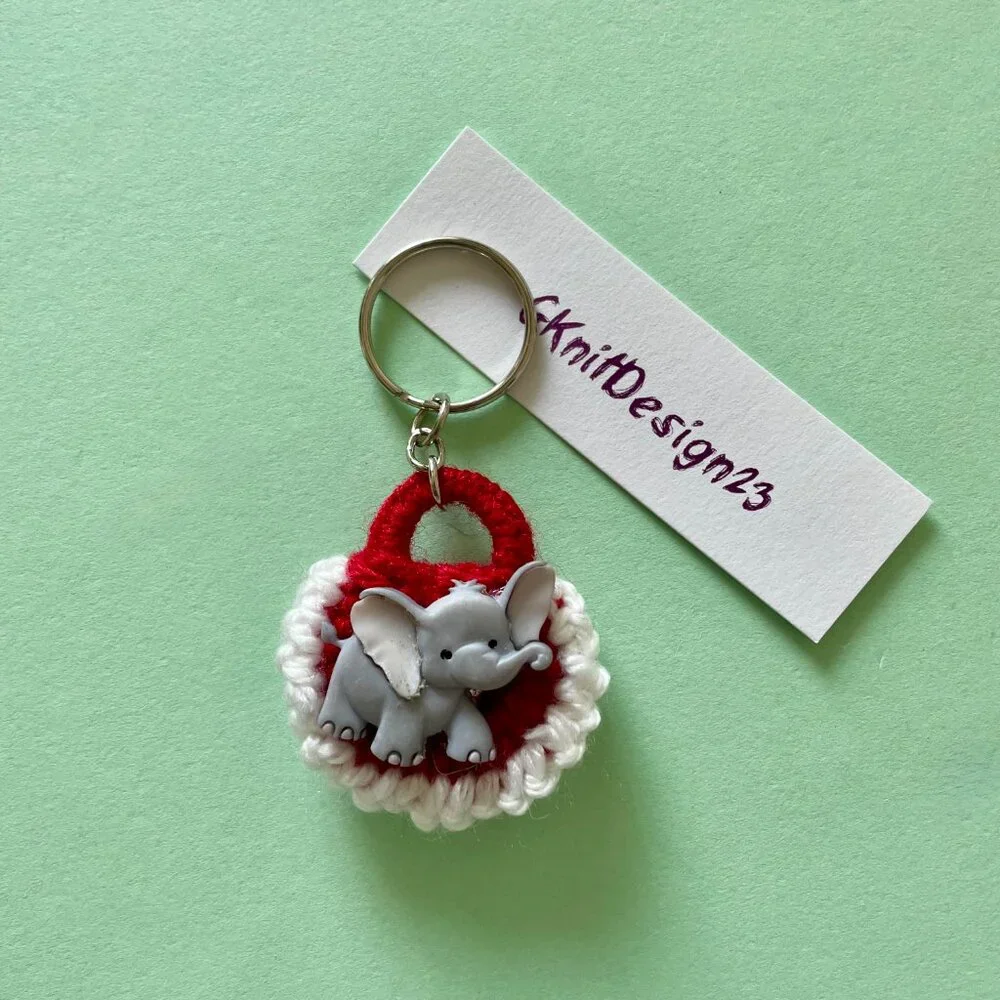 Crochet Little Elephant Keychain Charm, Handmade Backpack Charm